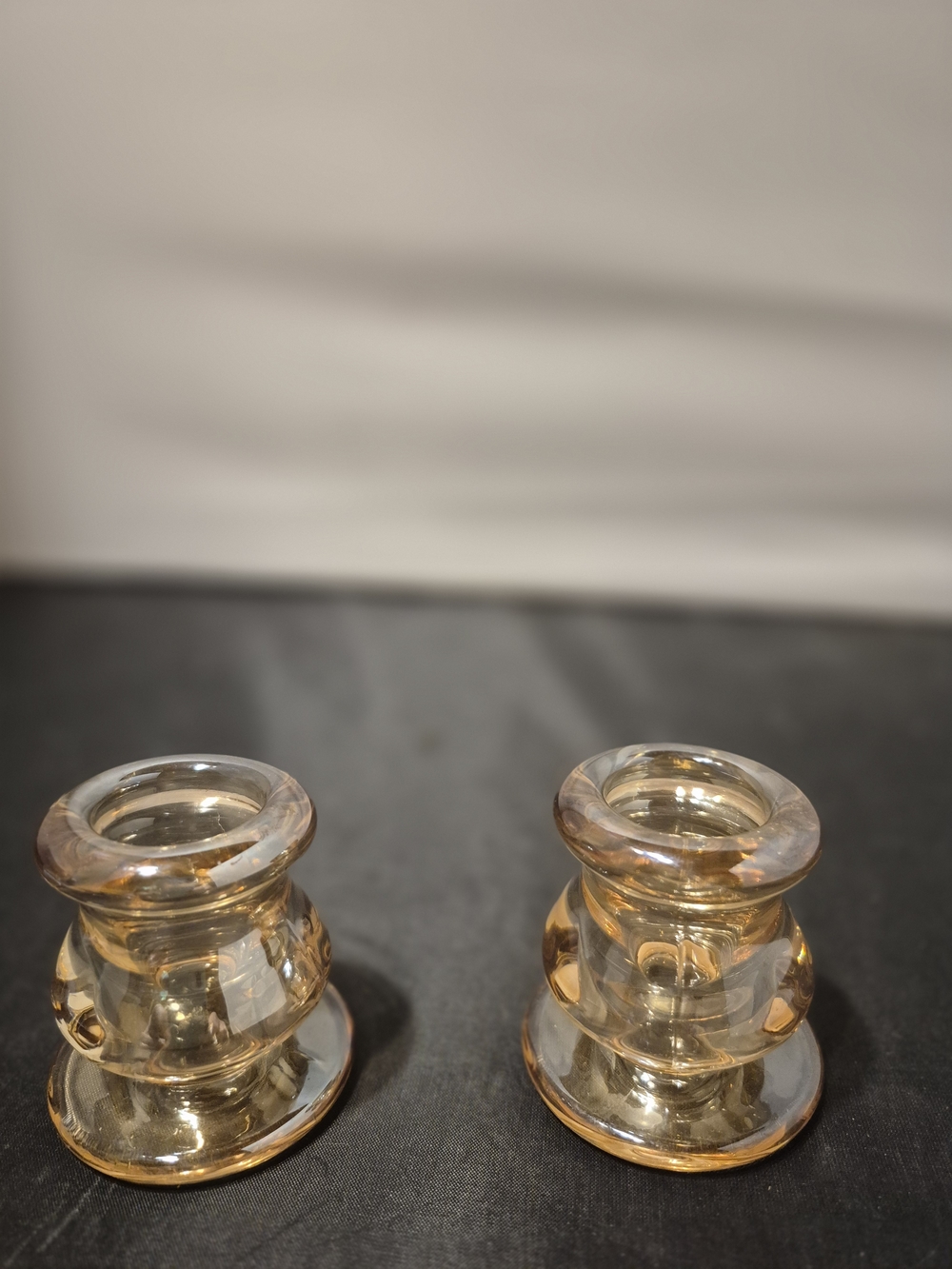 Amber Glass Candle Holders -set Of 2 NWOT's